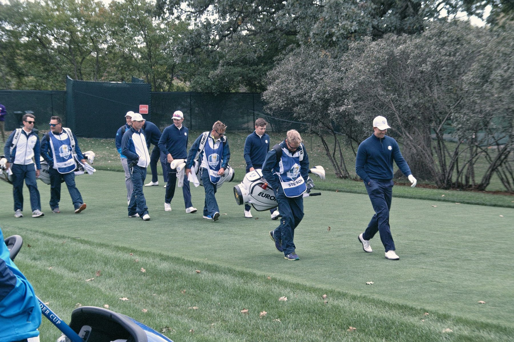 2016 European Ryder Cup team walking course during practice round