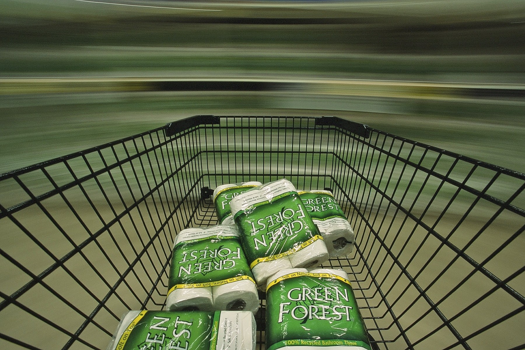 Racing a shopping cart of toilet paper to the cashier.